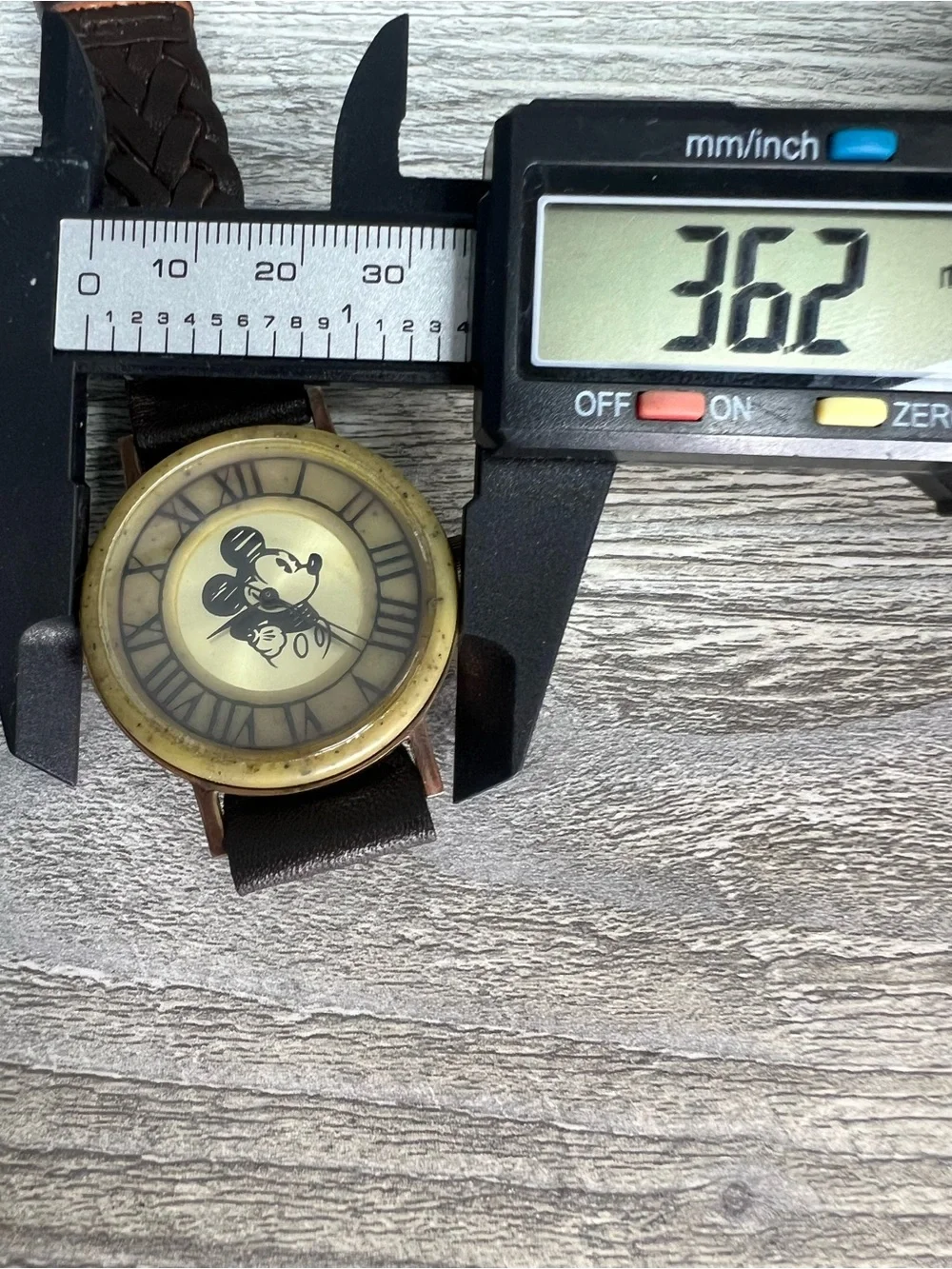 Vintage Fossil Mickey Mouse watch with brown band